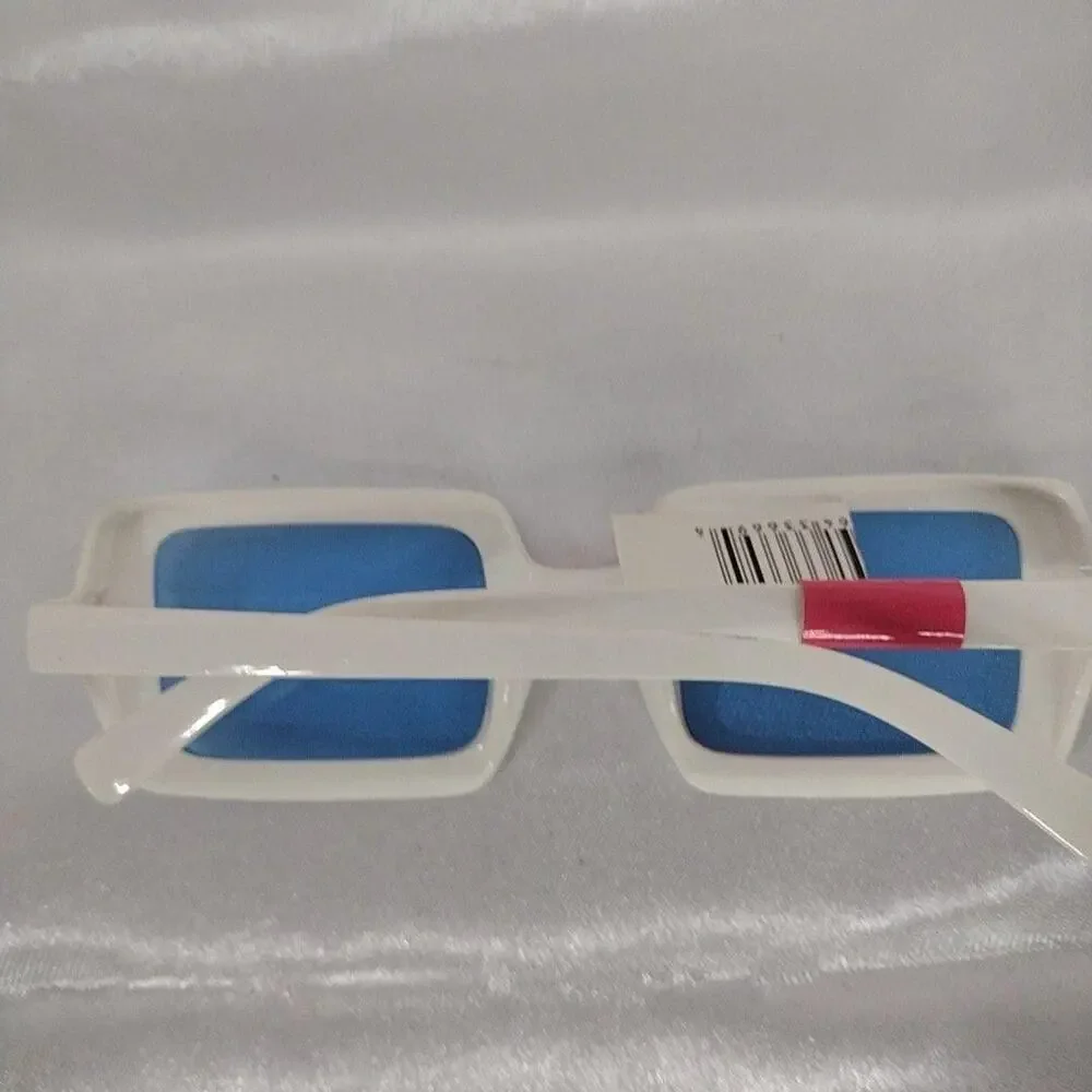 Sunglasses Womens One Size White Square Blue Tinted Oversized UV Protection
